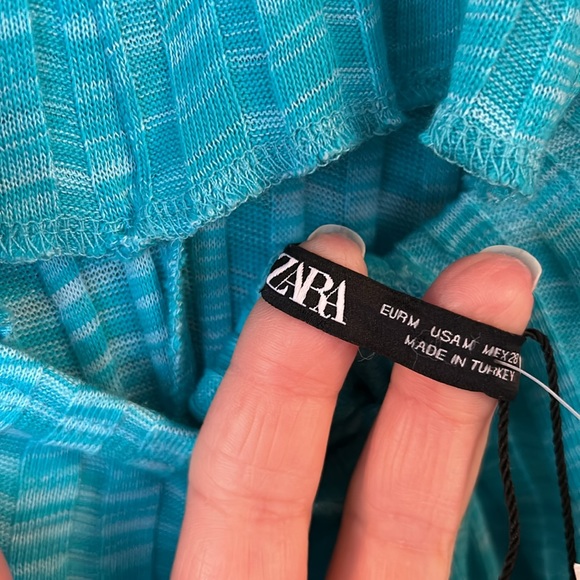 ZARA Turquoise Blue Ribbed Cotton Blend Jumpsuit size medium - Picture 11 of 14